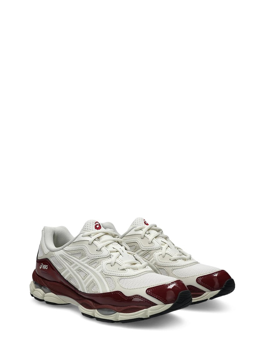 Asics White Burgundy Gel-Nyc Mesh Gel Sneakers