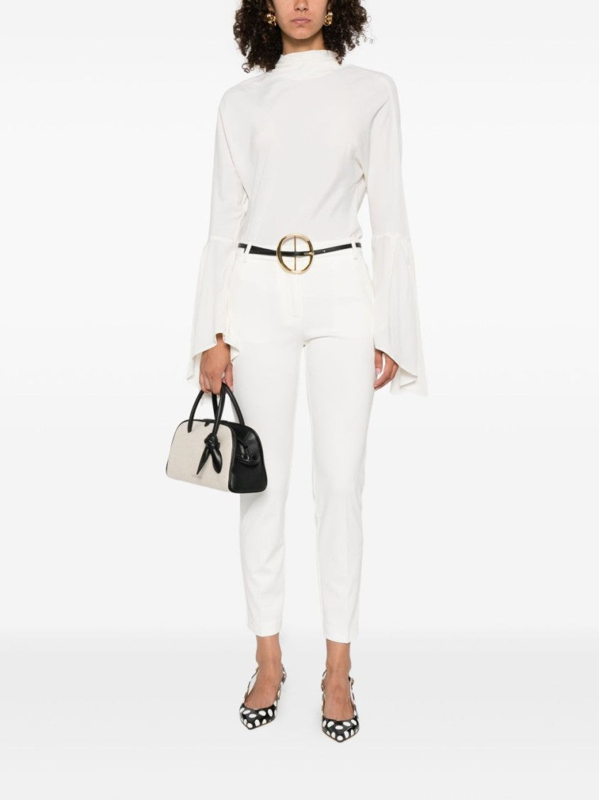 Pinko White High Neck Shirt With Flared Sleeves