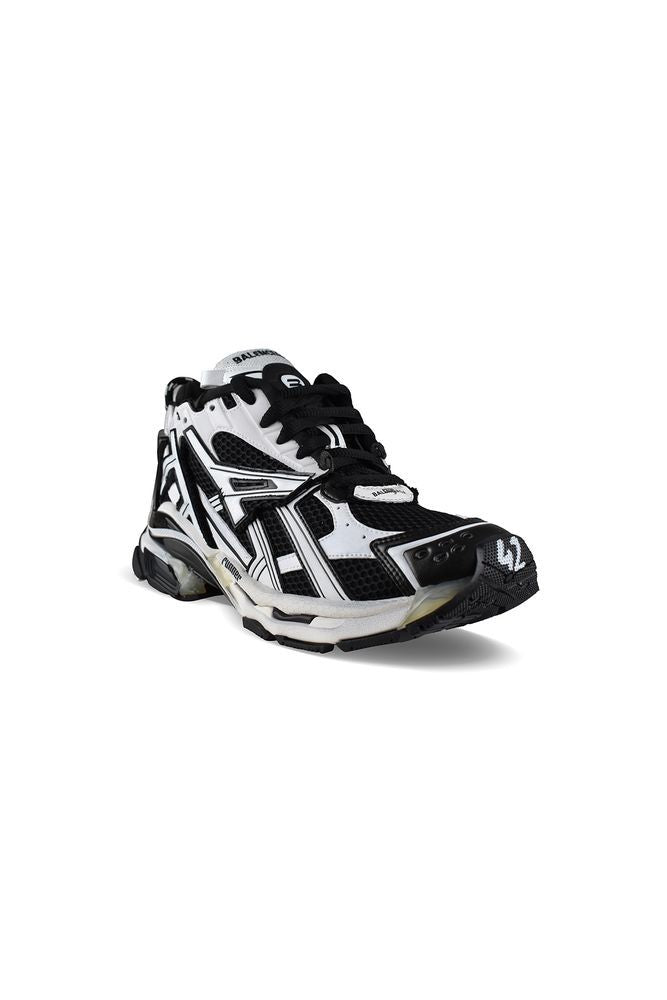 Balenciaga Black White Mesh Nylon Runner Sneakers
