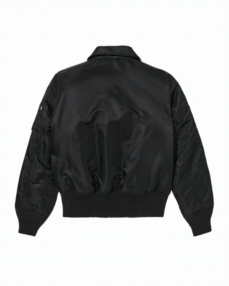 A.P.C. Sleek Black Bomber Jacket With Zippered Sleeve Pocket