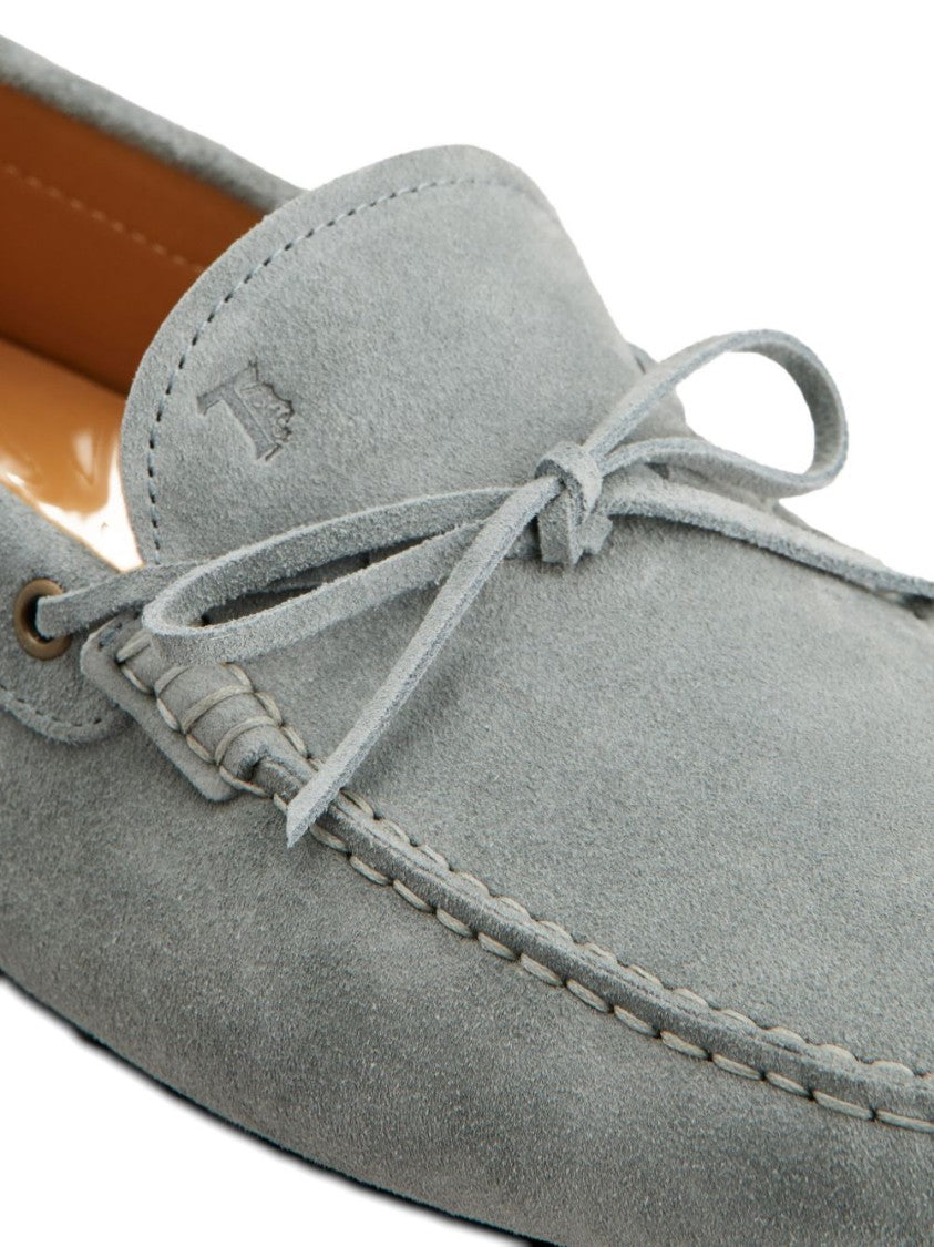 Tod's Grey Suede Slip-On Loafers With Bow Detail