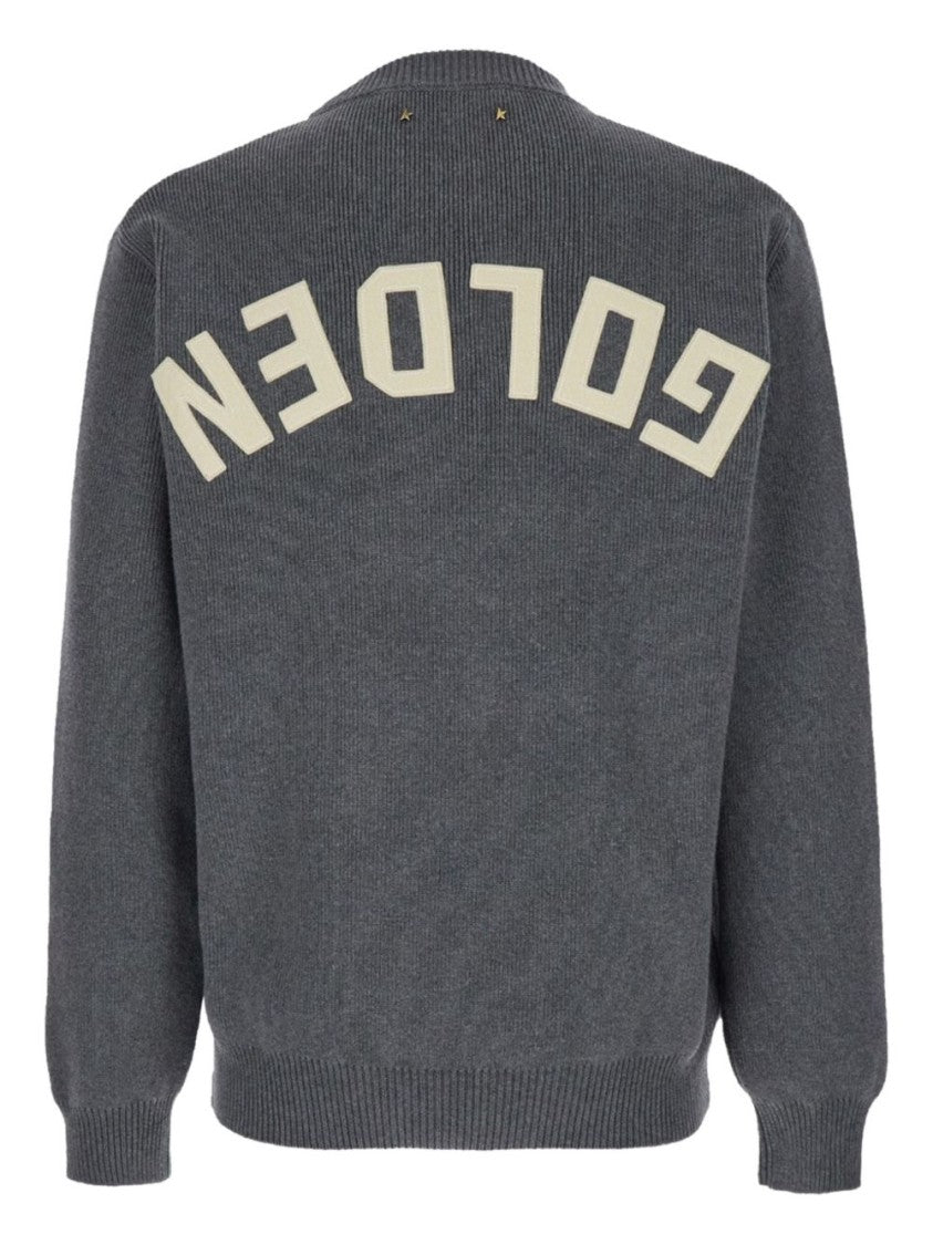 Golden Goose Grey Ribbed Finishes Cotton Sweater