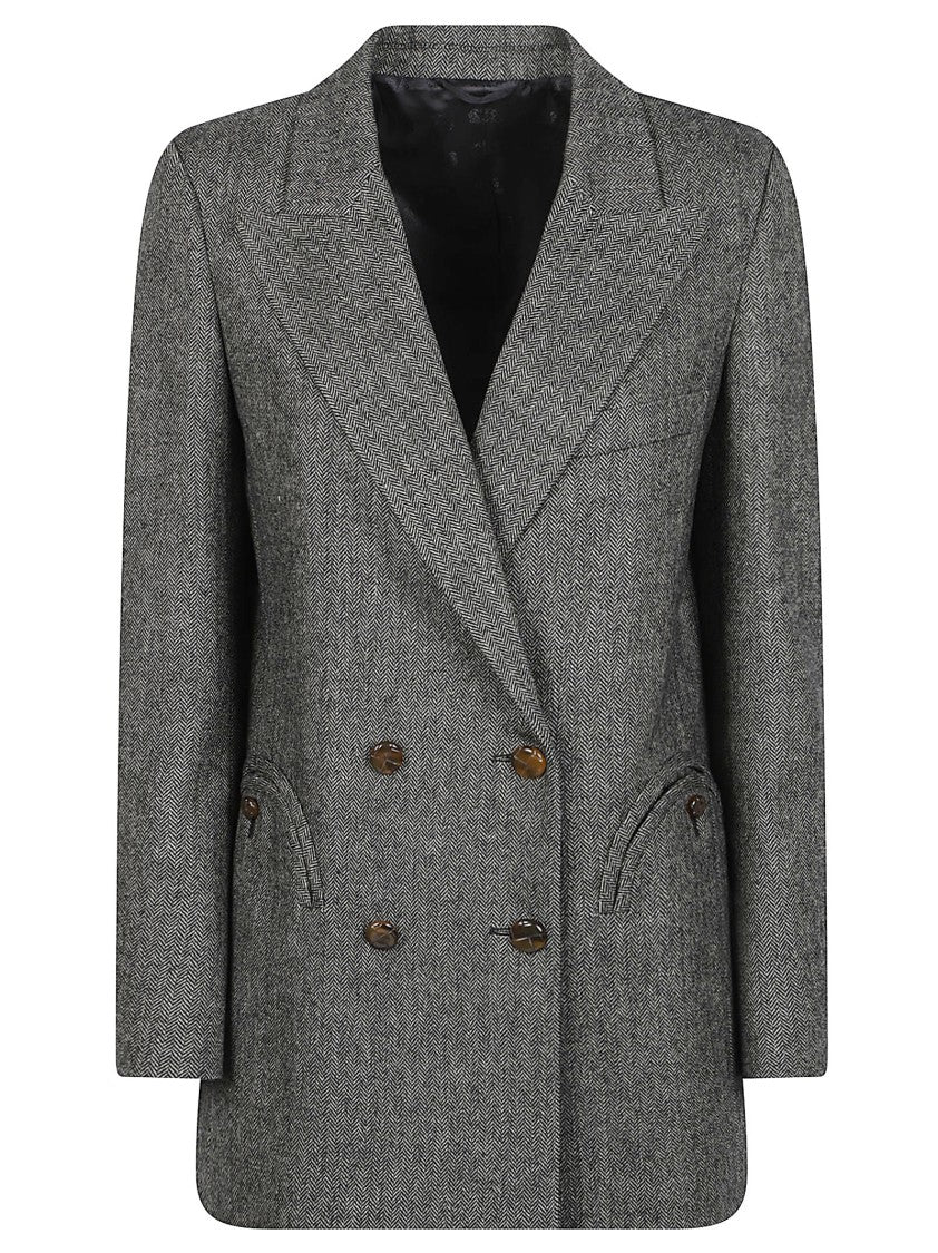 Blazé Milano J Line Everyday Double-Breasted Textured Wool-Blend Blazer