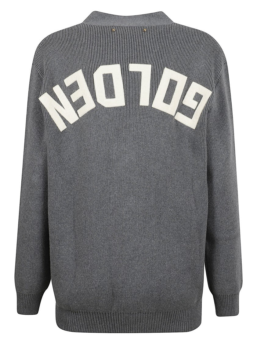 Golden Goose Ribbed Button-Front Cardigan With Logo Detail