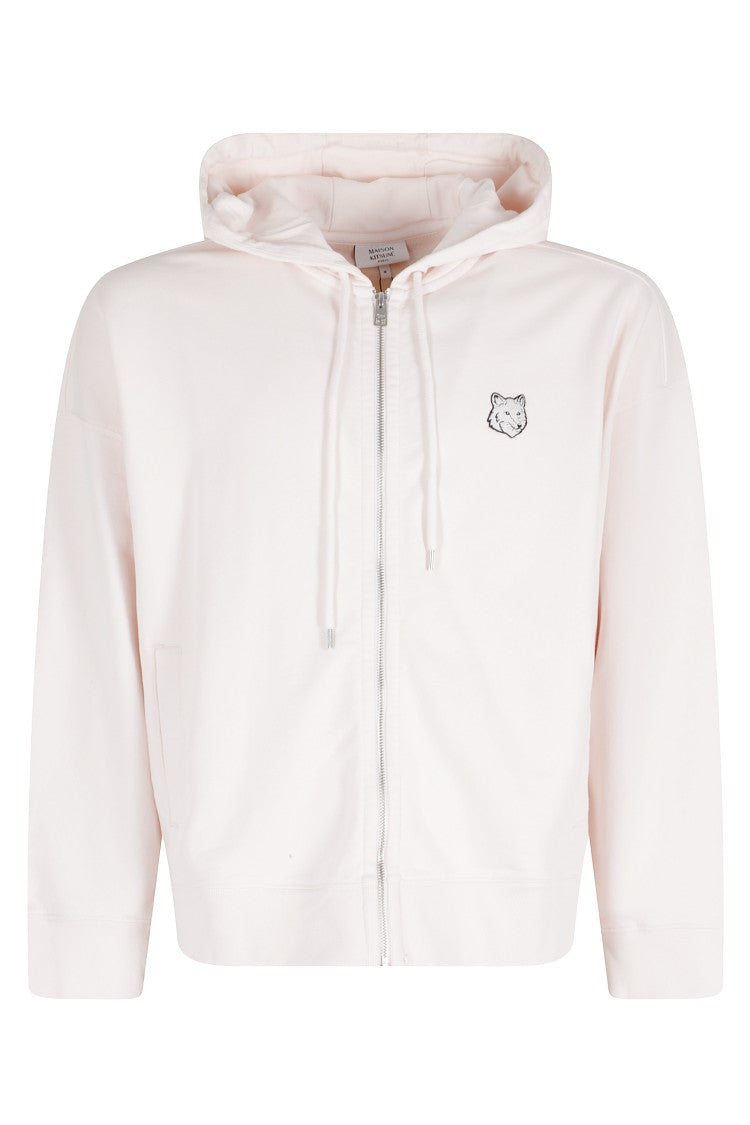 Maison Kitsuné Pink Fox Head Embroidered Zip Oversize Hoodie