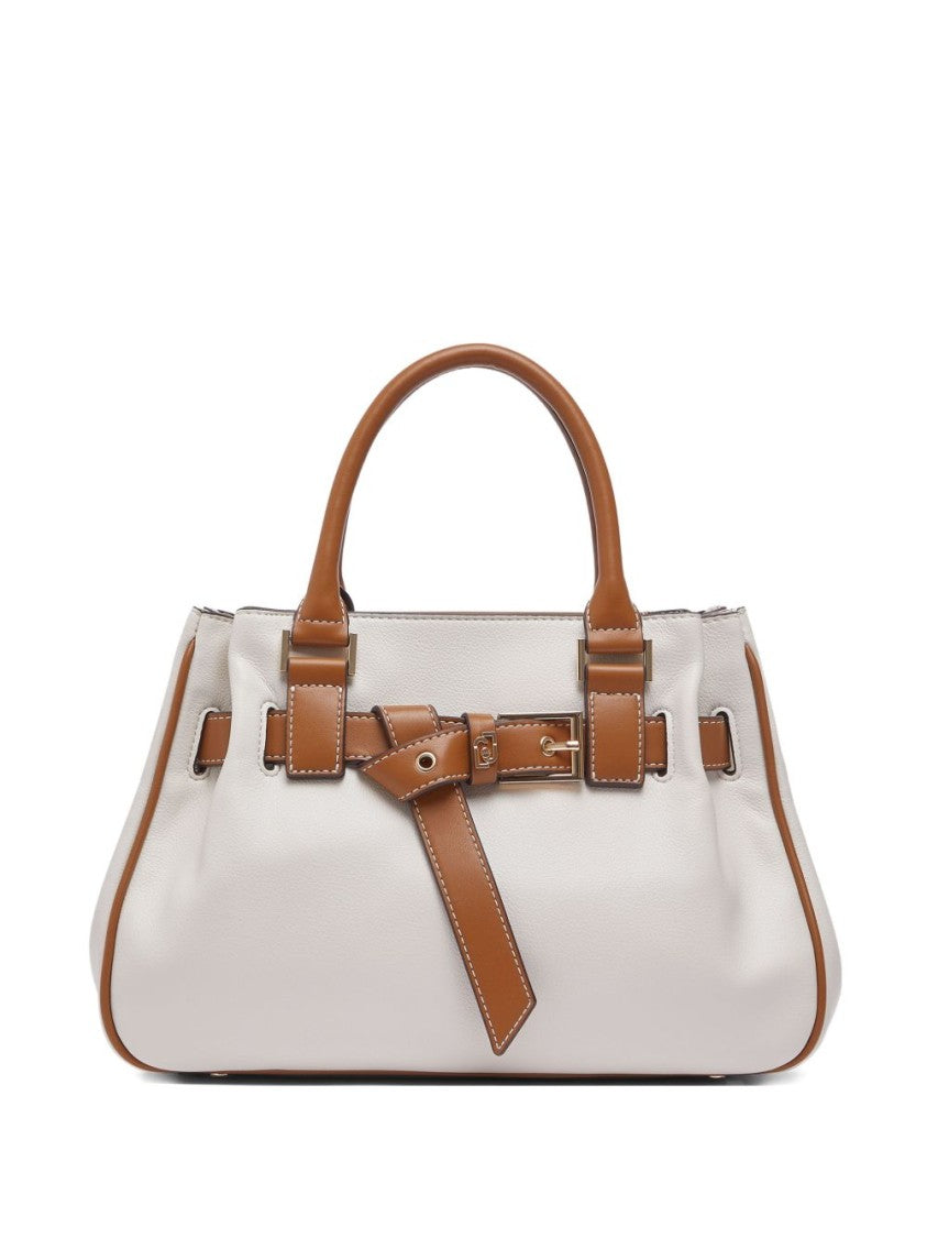 Liu Jo White Two-Tone Buckle Shoulder Bag