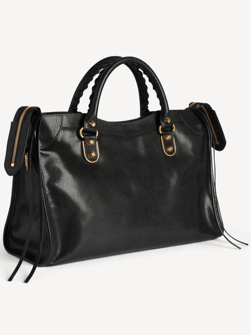 Balenciaga Rectangular Black Shoulder Bag With Braided Detailing