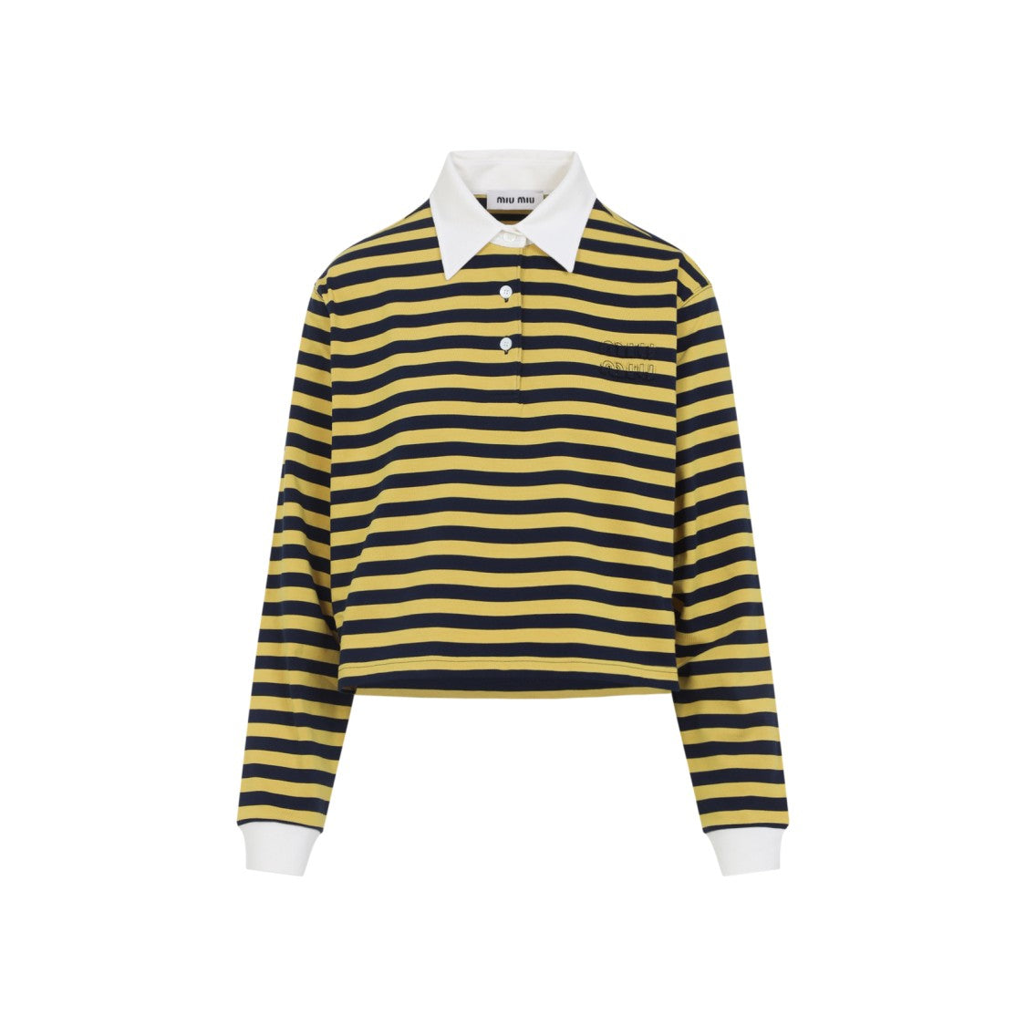Miu Miu Cropped Polo T-Shirt With Horizontal Stripes
