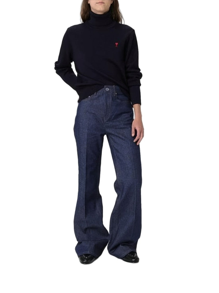 Ami Paris High-Waisted Wide-Leg Denim Pants