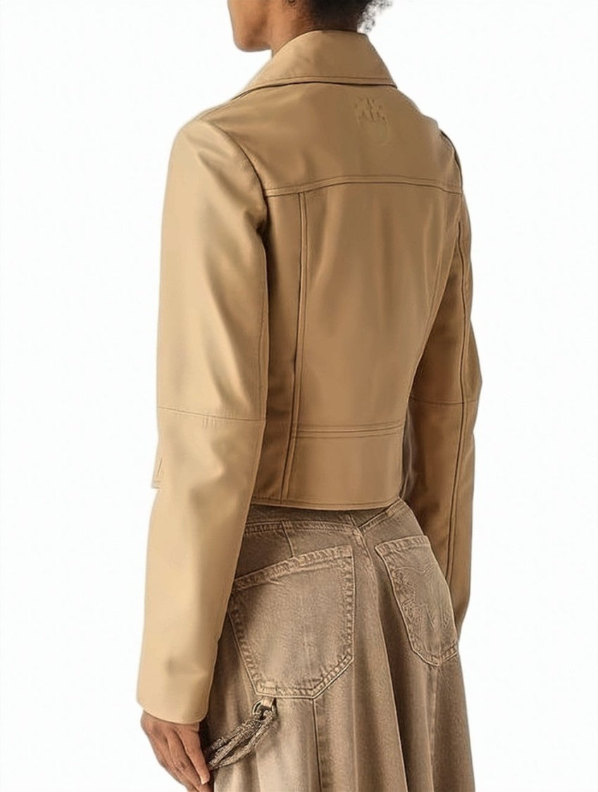 Pinko New Sensibile Cropped Leather Jacket