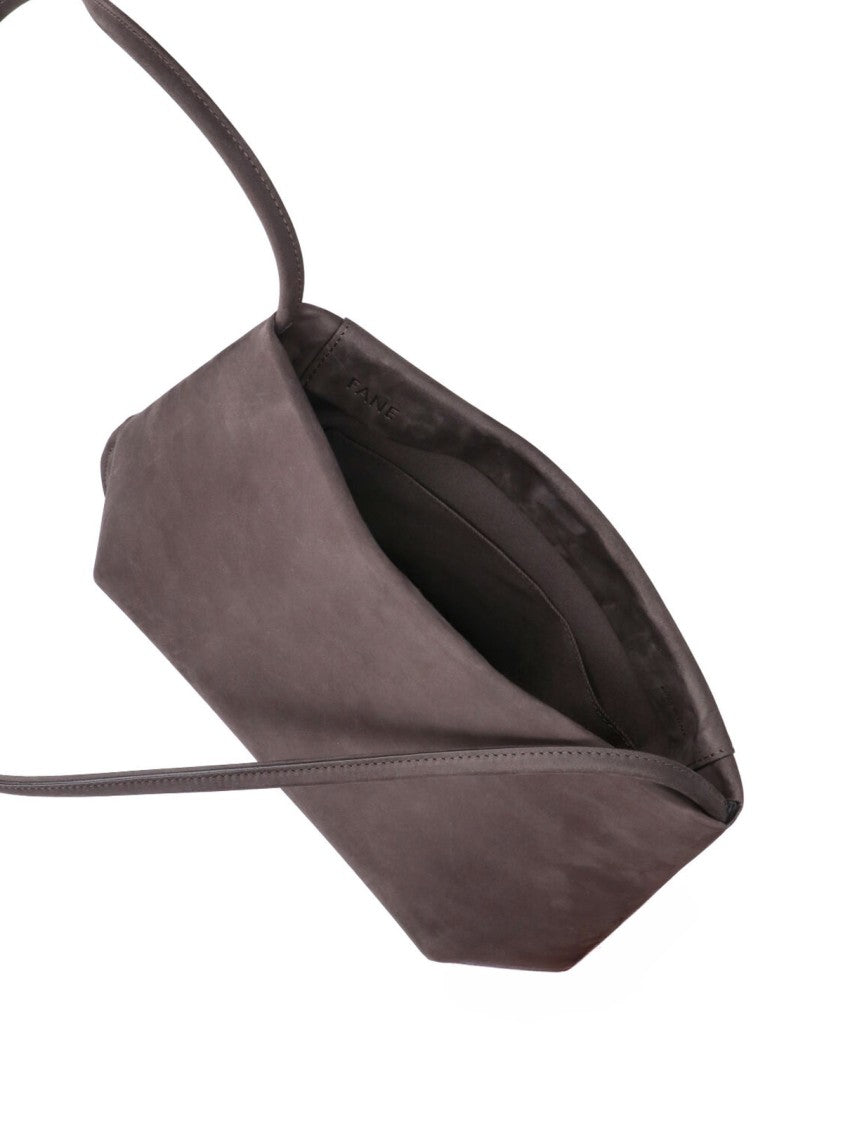 Fane Brown Loge Suede Magnetic Flap Handbag