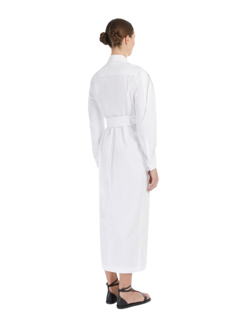 Max Mara Tailored White Wrap Dress With Intricate Pleating