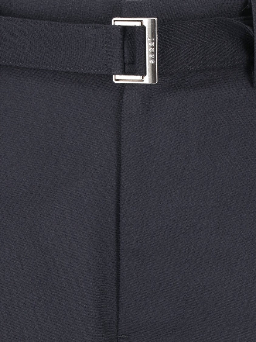 Sacai Mid-Rise Wide-Leg Trousers With Removable Belt And Structured Pockets