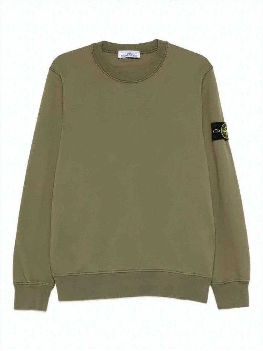 Stone Island Olive Green Long-Sleeve Sweatshirt With Signature Patch Detail