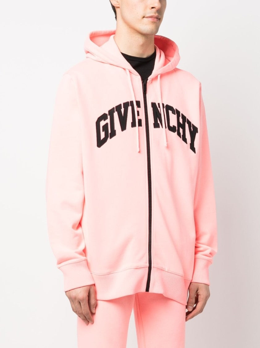 Givenchy Coral Pink Logo-Embroidered Cotton Hoodie