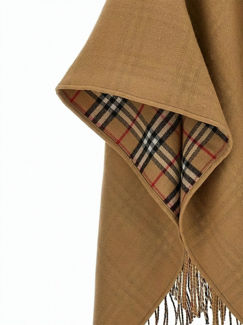 Burberry Reversible Wool Cape With Classic Plaid