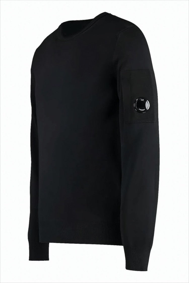 C.P. Company Minimalist Black Sweater With Distinctive Lens Pocket