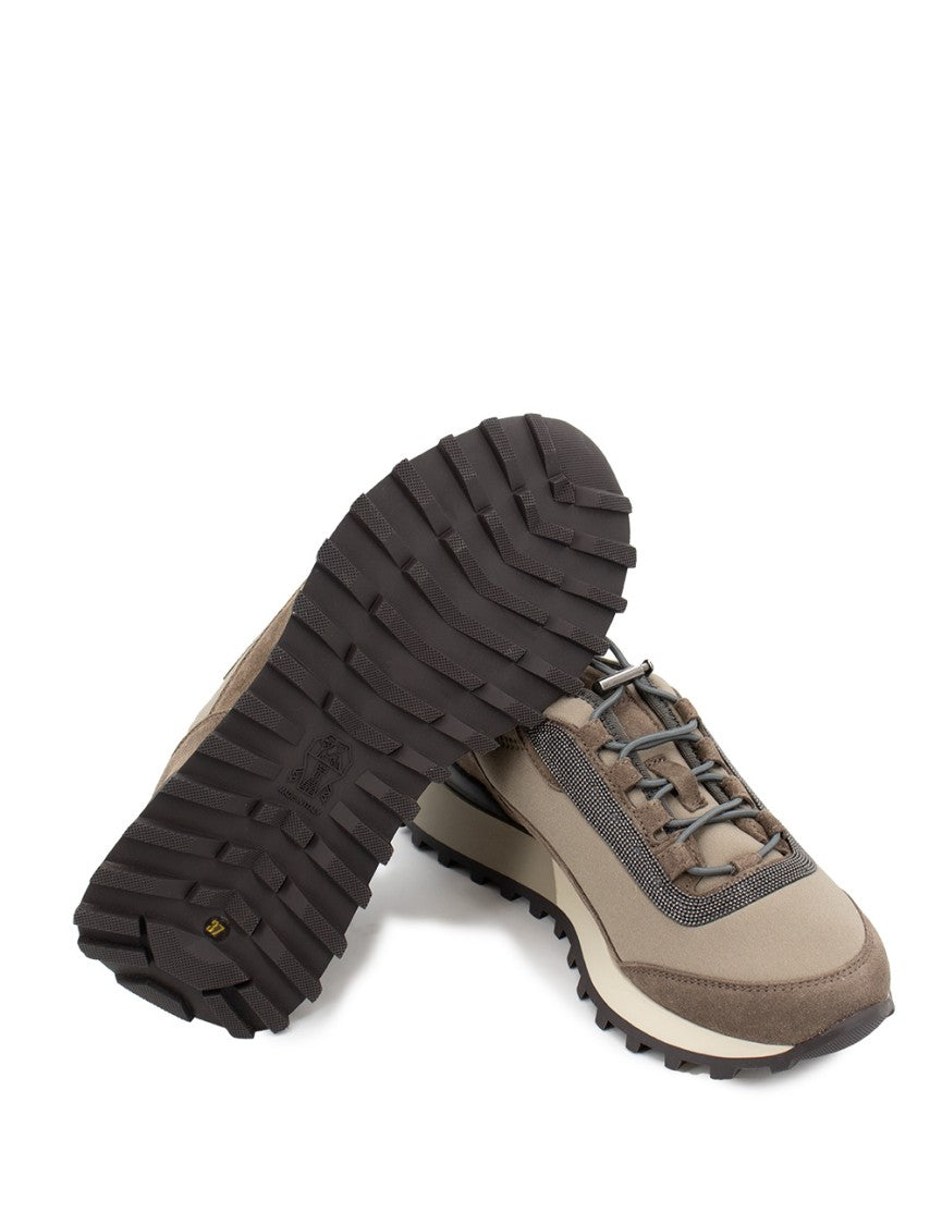 Brunello Cucinelli Bead-Embellished Suede And Techno Fabric Runners