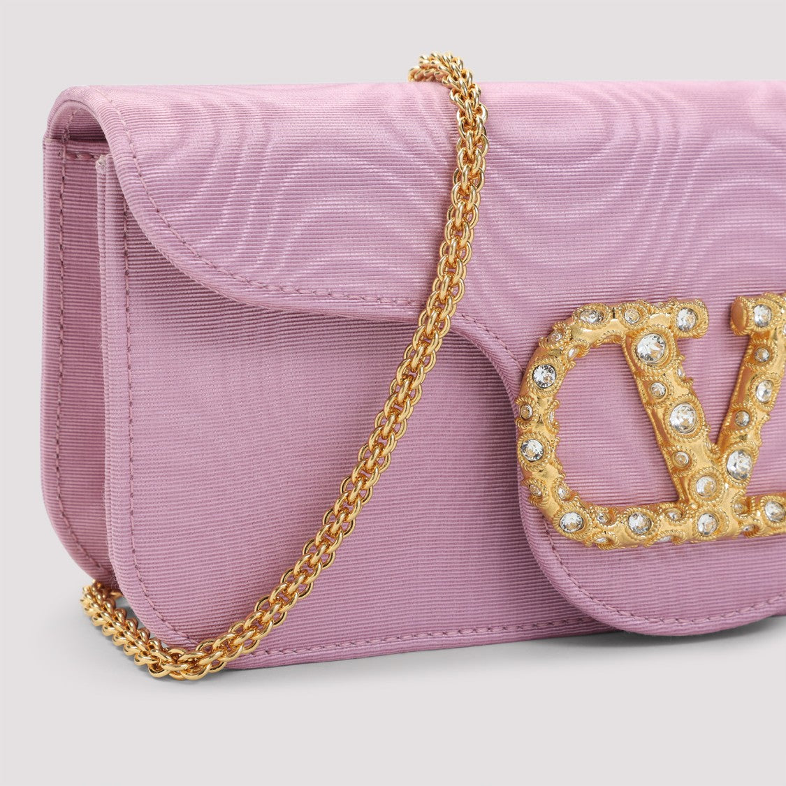 Valentino Garavani Pink Moiré Textile Clutch