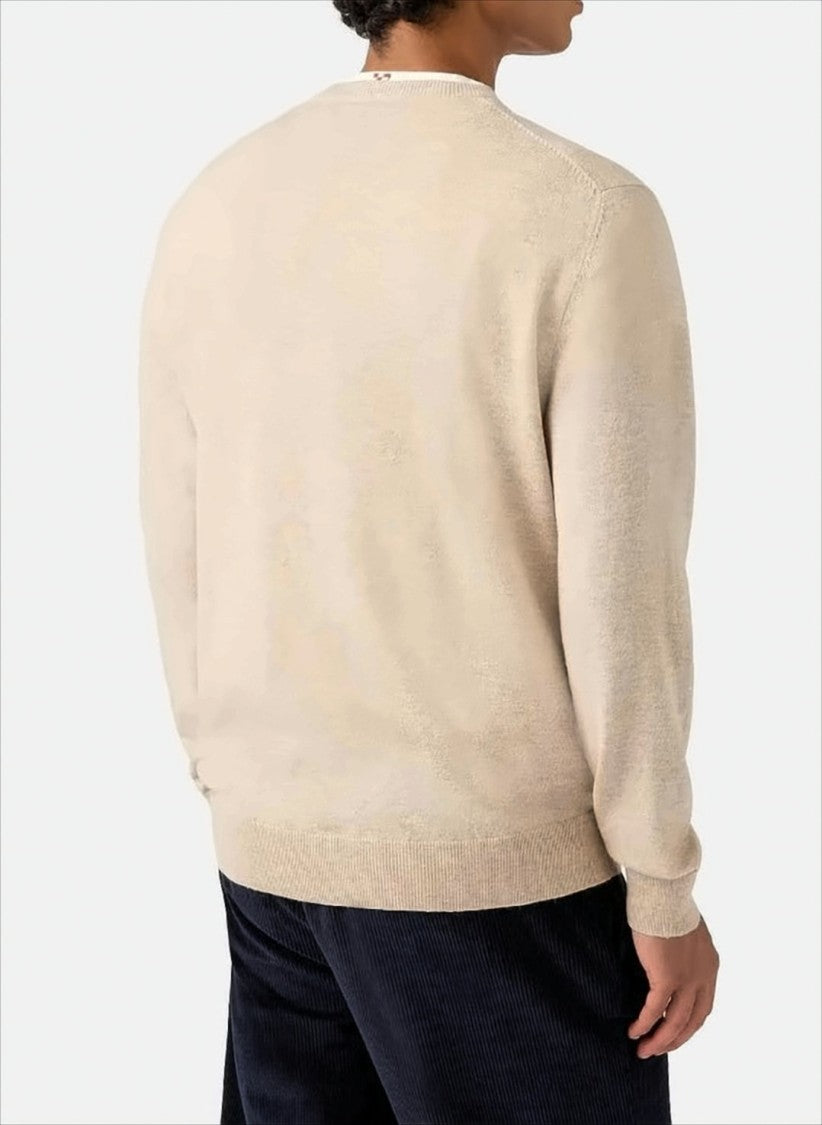Mc2 Saint Barth Beige Crewneck Sweater With Embroidered Graphic