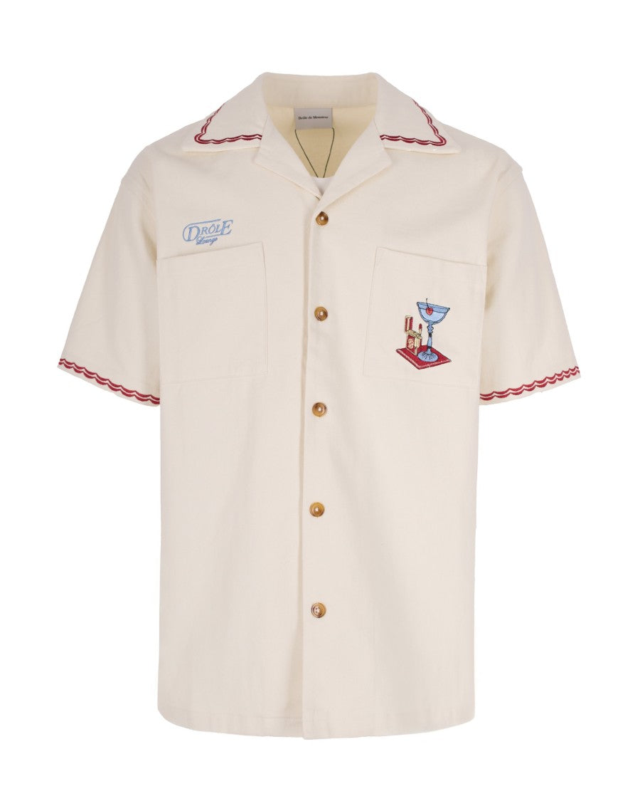 Drôle De Monsieur Short-Sleeved Casual Shirt With Intricate Embroidery