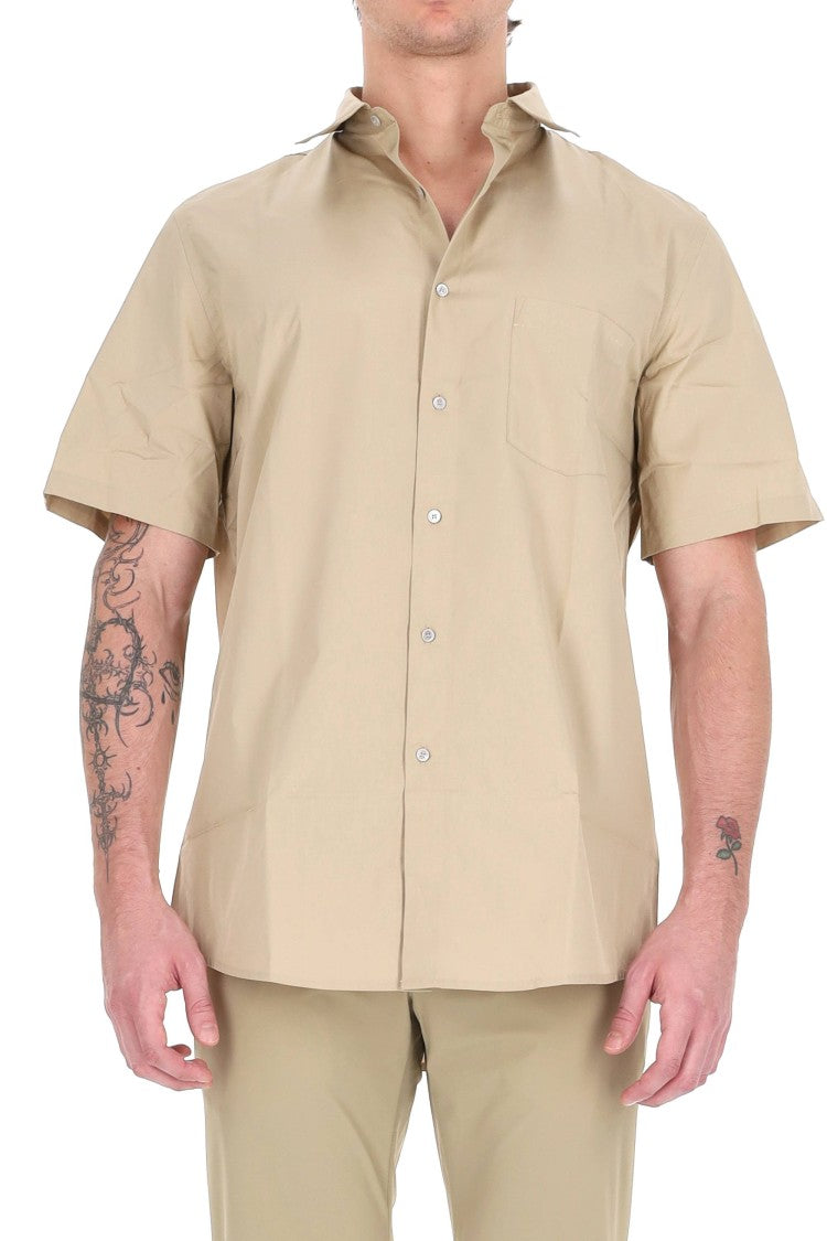 A.P.C. Beige Short-Sleeve Cotton Poplin Shirt
