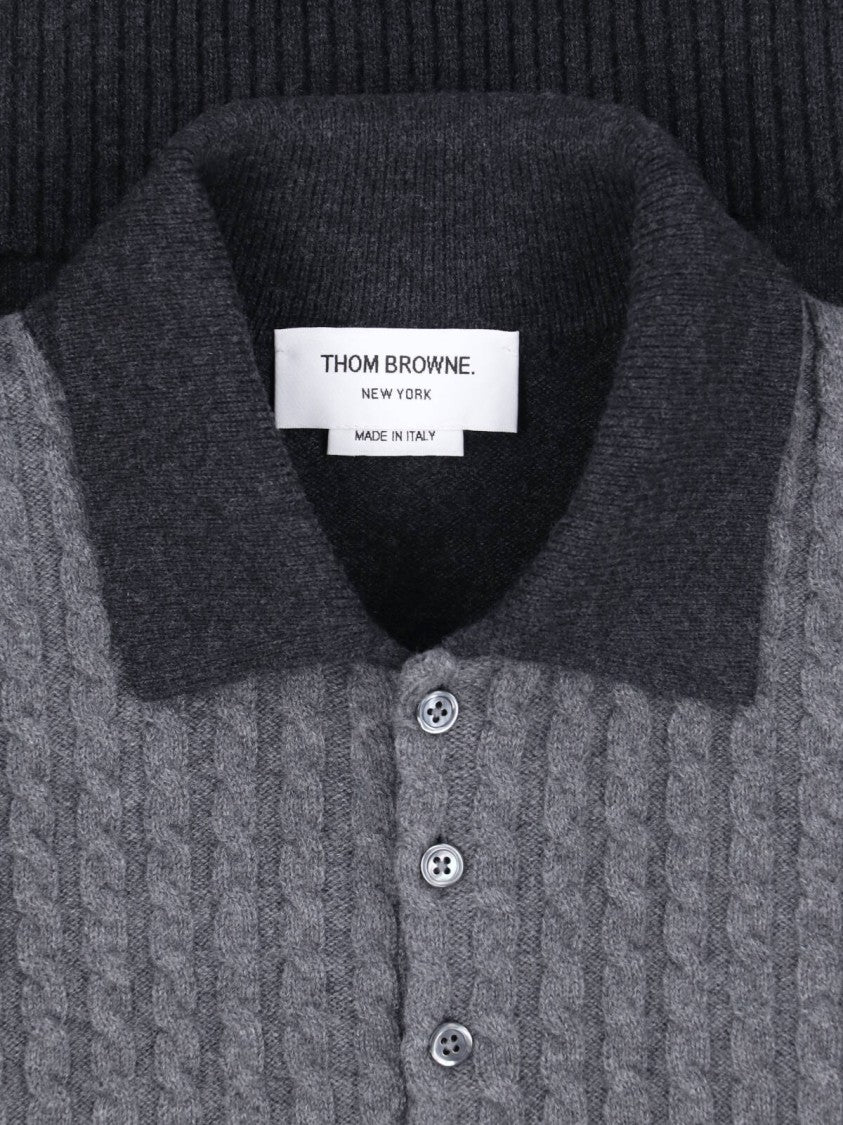 Thom Browne Cable Knit Contrasting Collar Unique Accents Sweater