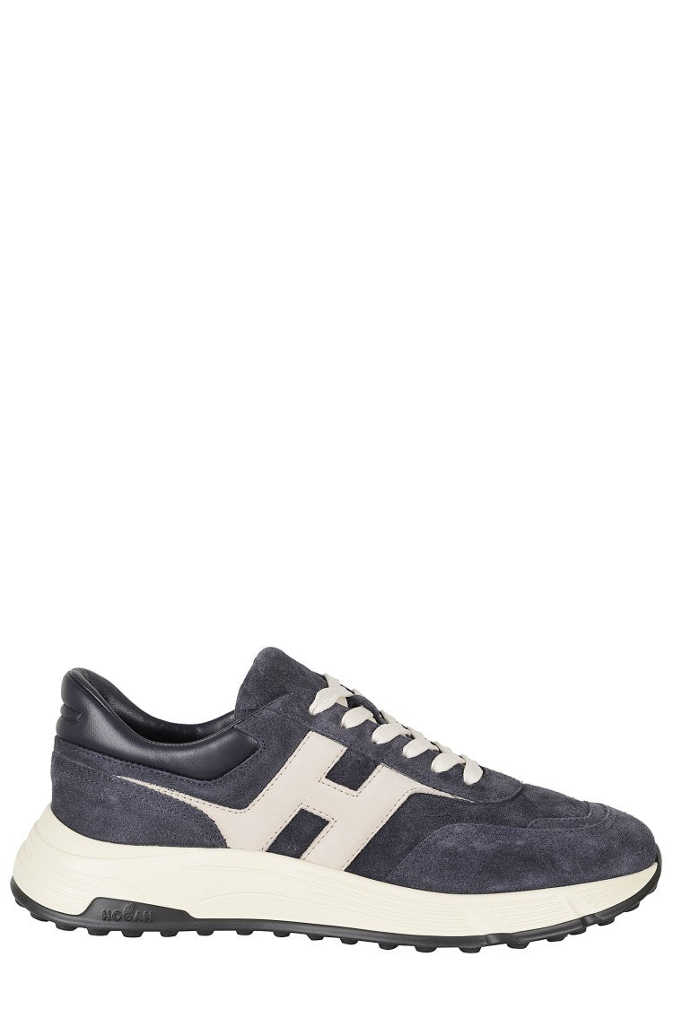 Hogan Blue Hyperlight Suede Smooth Leather Rubber Sole Sneakers