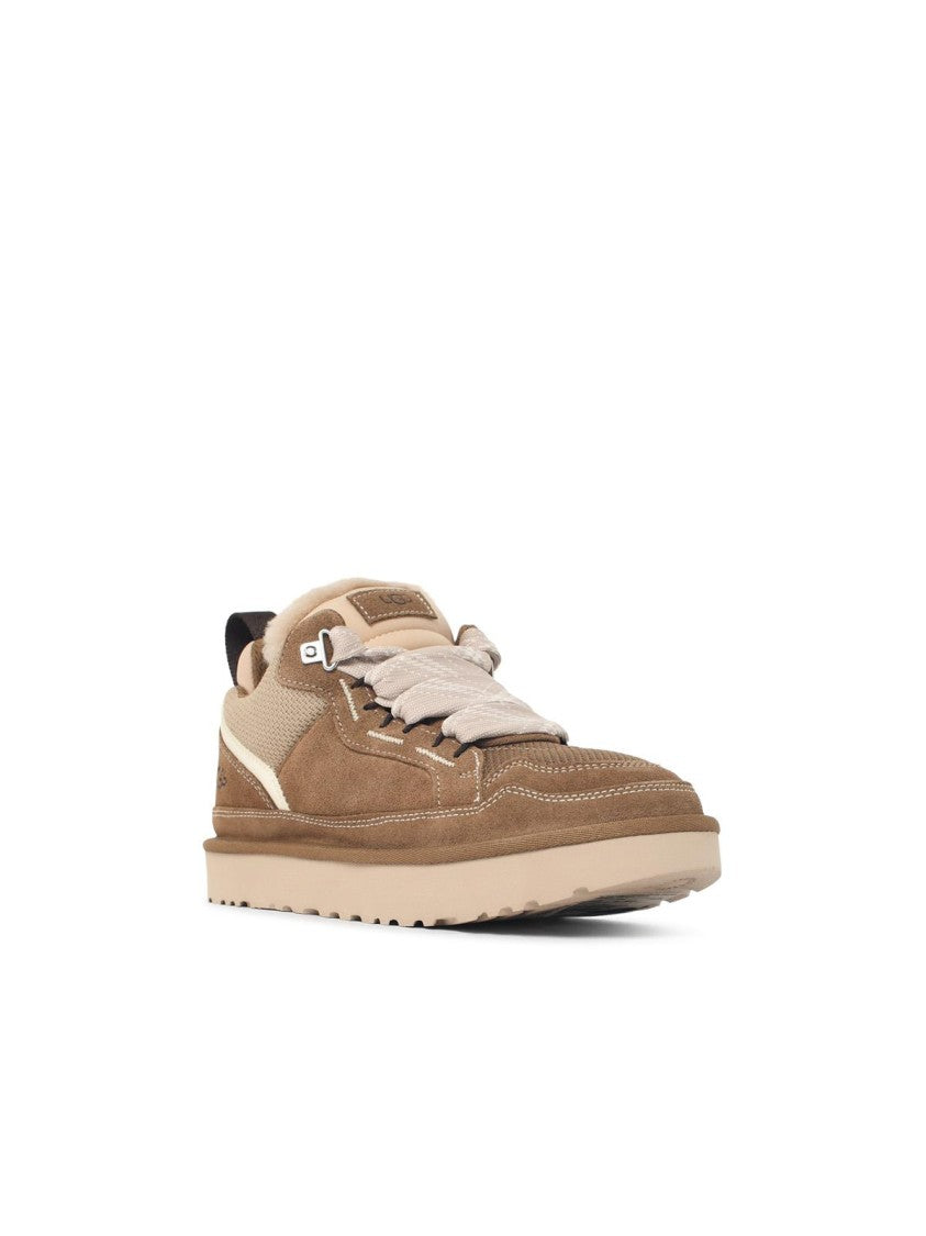 Ugg Light Bronze Lowmel Oversized Lace Suede Fabric Sneakers