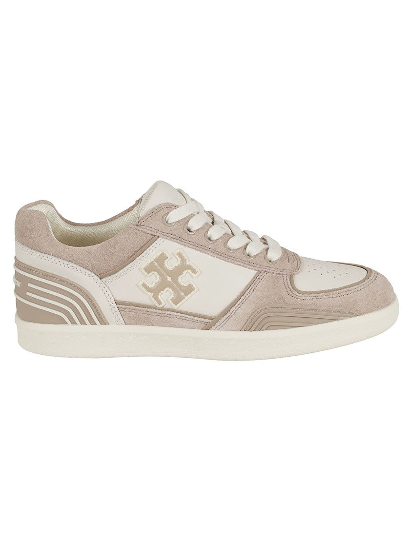 Tory Burch Low-Top Leather Sneakers With Suede Accents