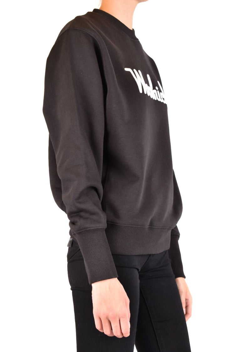 Woolrich Crew Neck Black Sweatshirt With Bold Logo