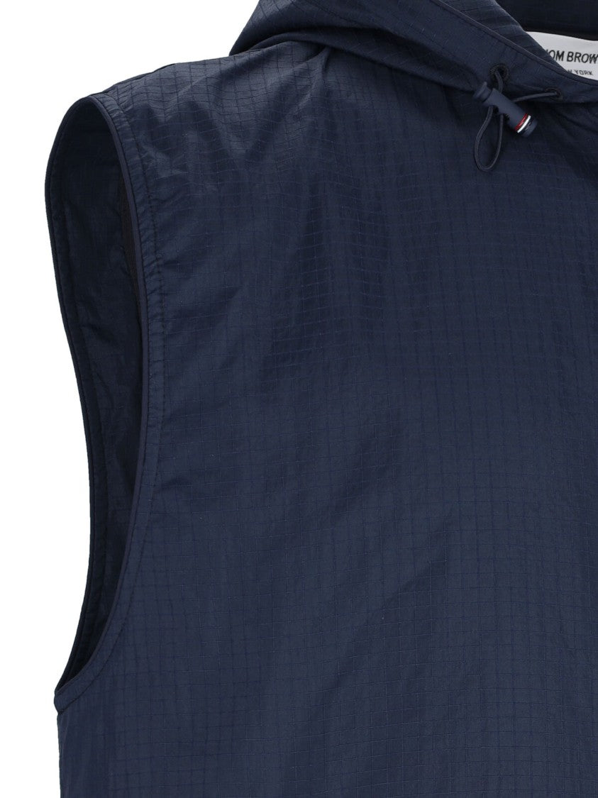 Thom Browne "4-Bar" Hooded Vest – Navy