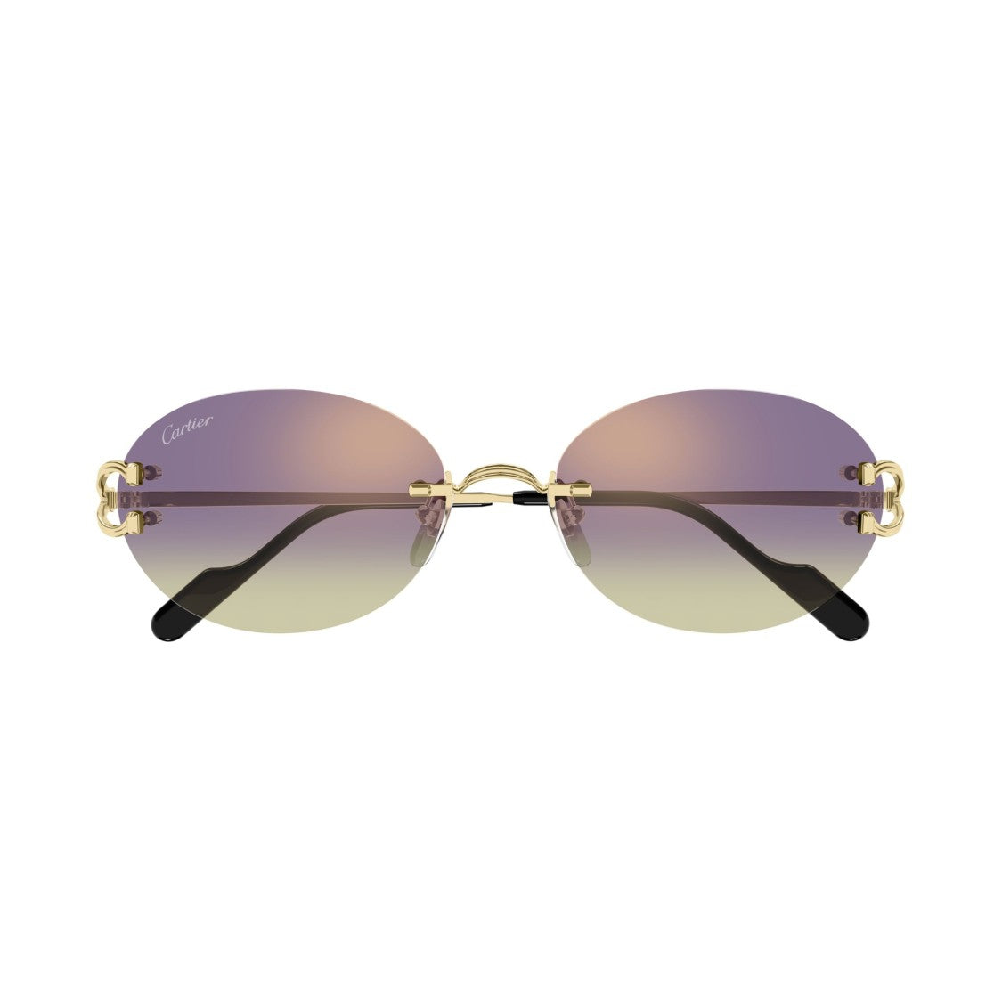 Cartier Gradient Oval Rimless Sunglasses With Unique Y-Shaped Arms