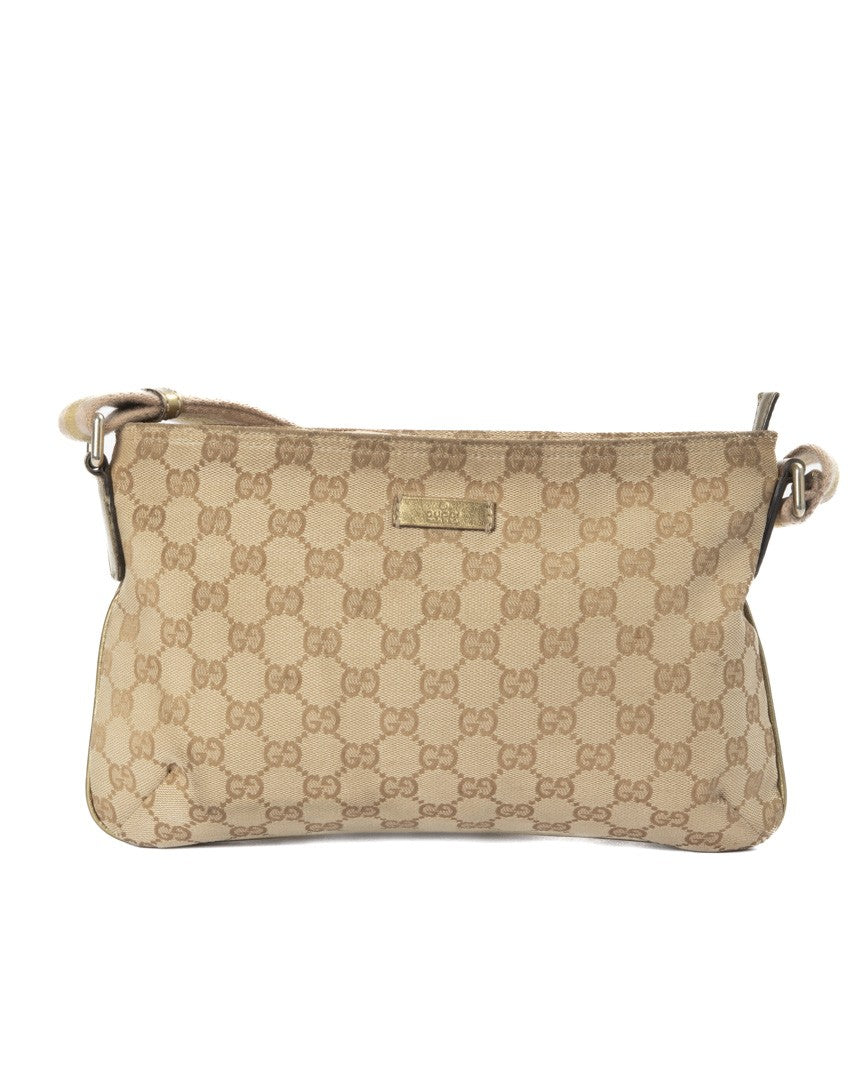 Gucci Horizontal Small Gg Supreme Canvas Shoulder Bag With Leather Accents