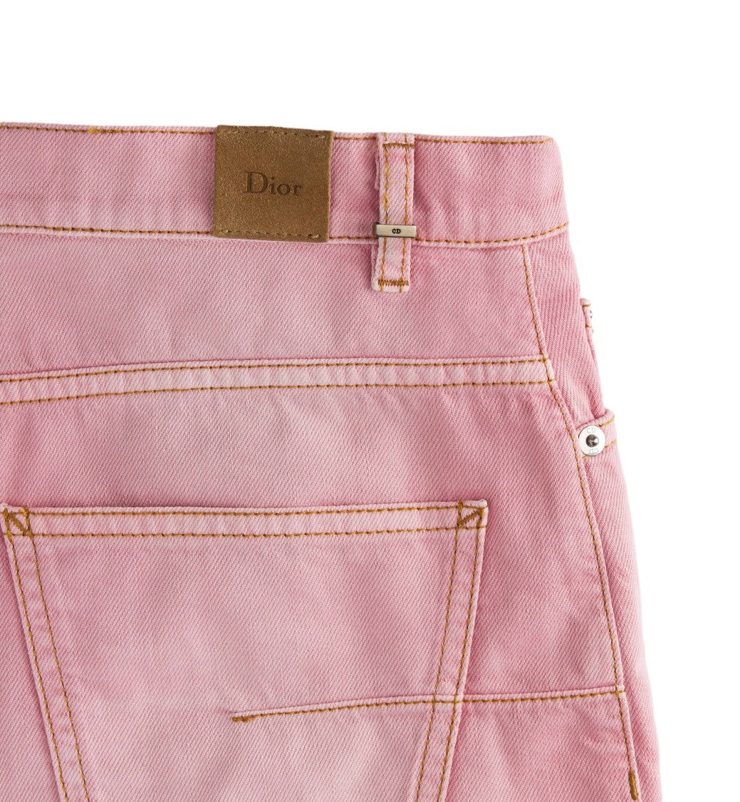 Christian Dior Pink Denim Mini Skirt Frayed Hem