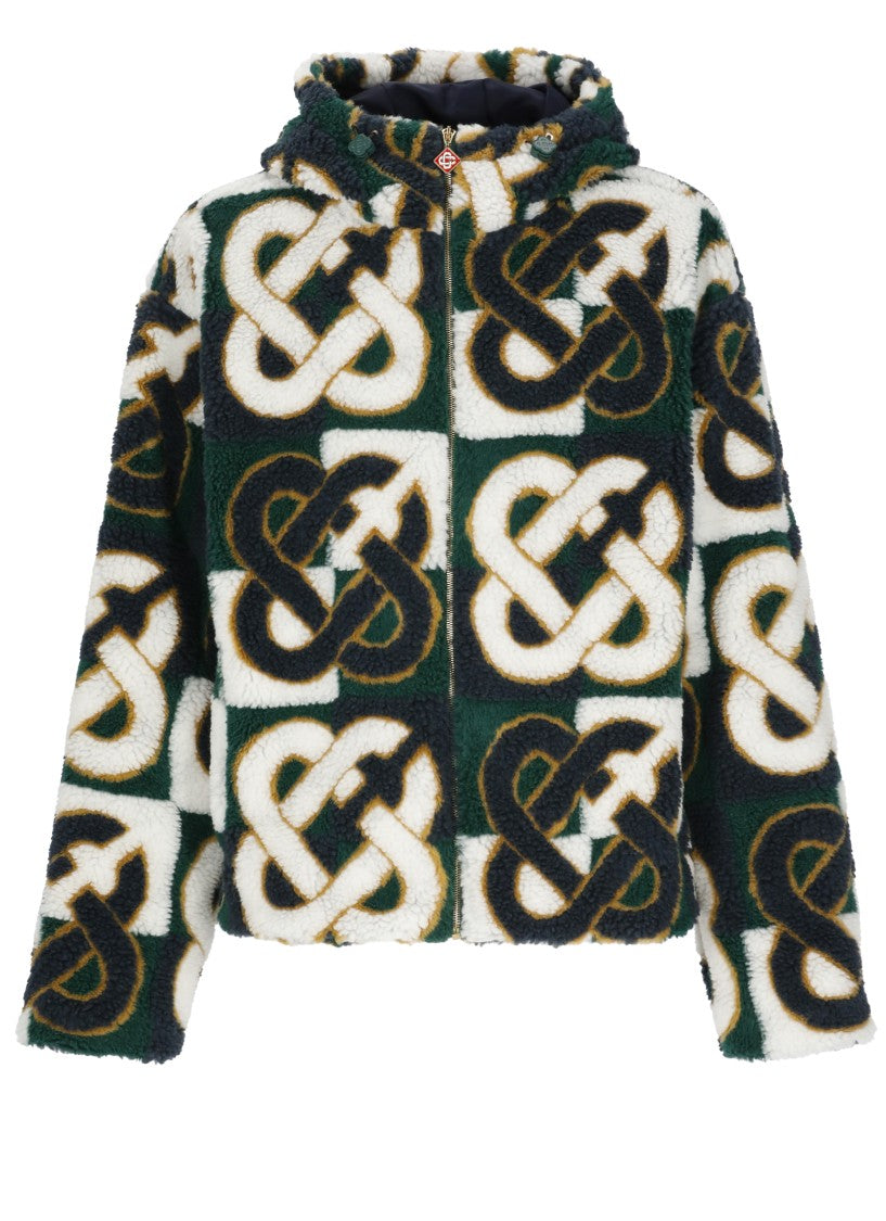 Casablanca Green Monogram Fleece Zip Jacket