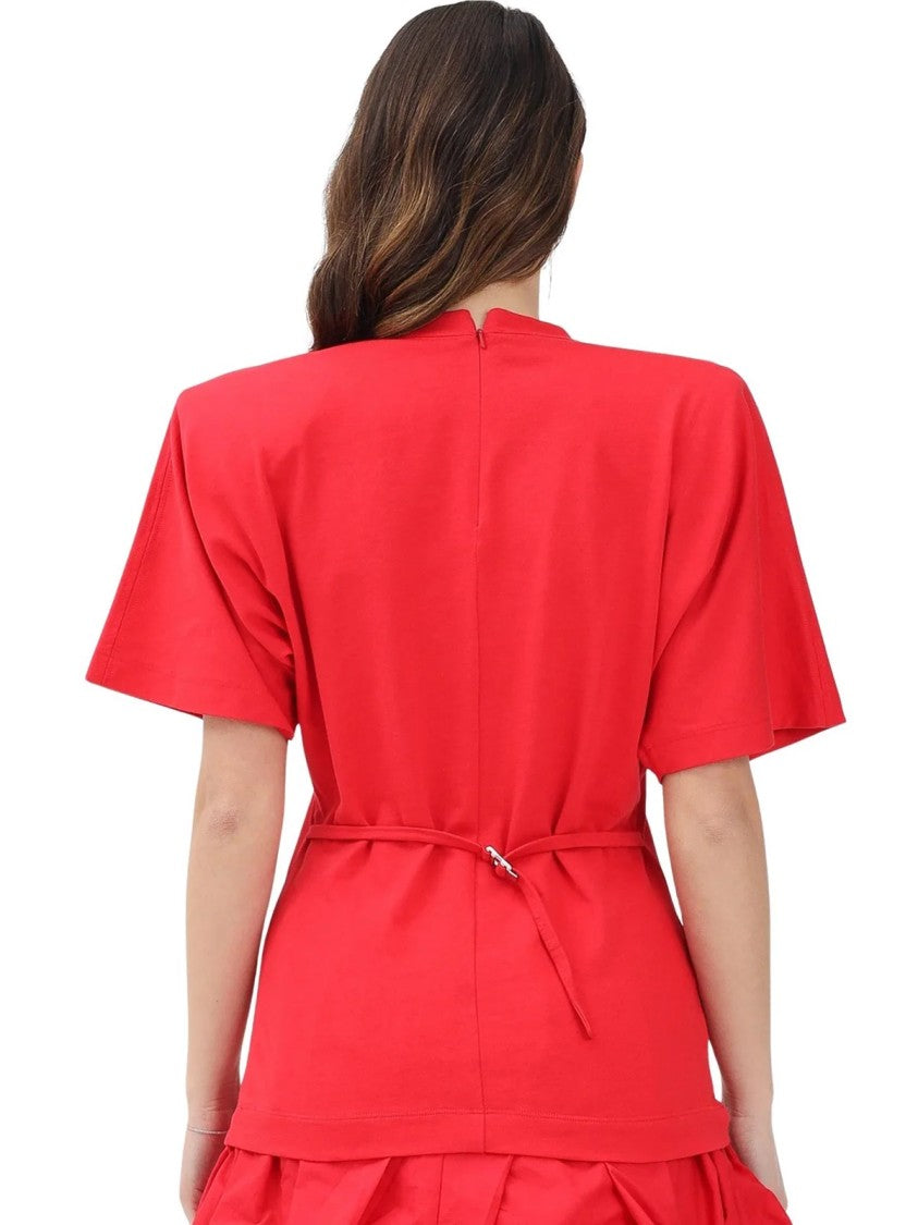 Pinko Red Cotton Oversized T-Shirt
