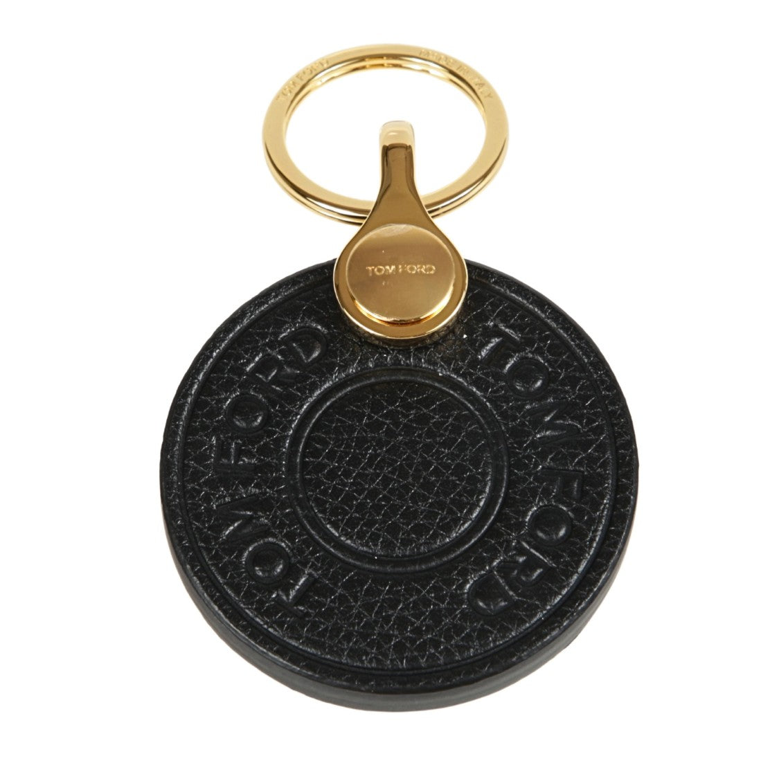 Tom Ford Circular Leather Keychain With Logo