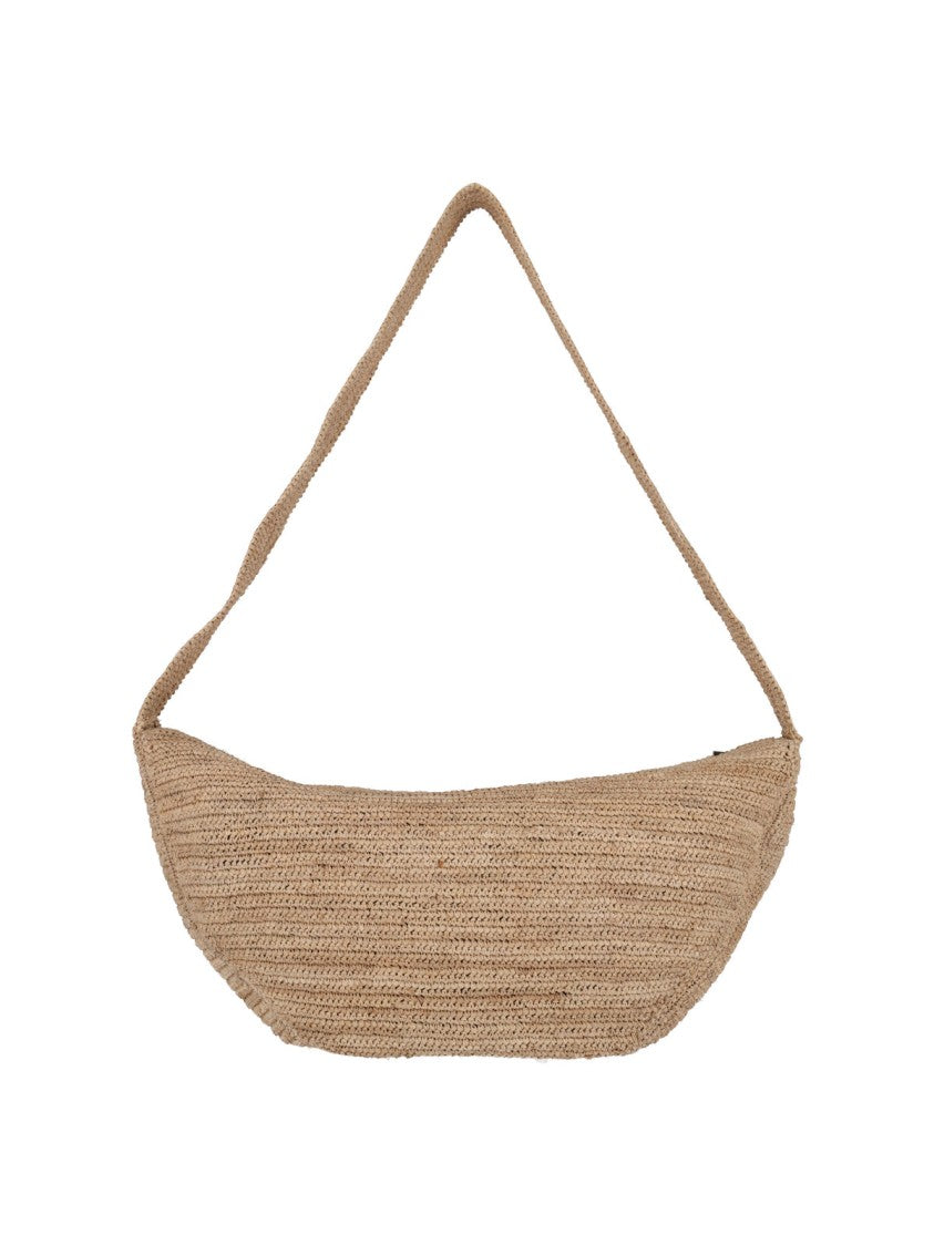 Ibeliv Beige Luna Woven Raffia Shoulder Bag