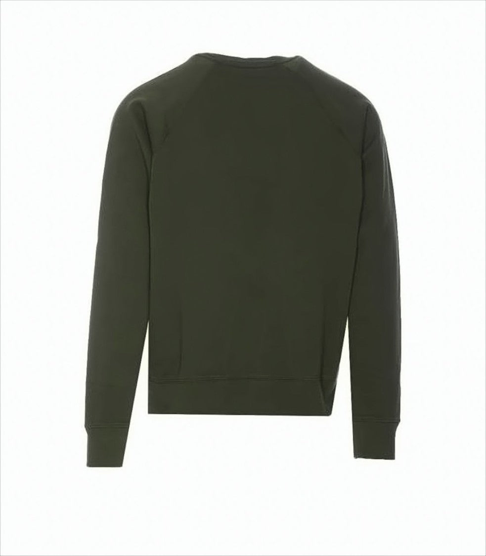 Maison Kitsuné Long-Sleeve Deep Olive Green T-Shirt With Embroidered Fox Emblem