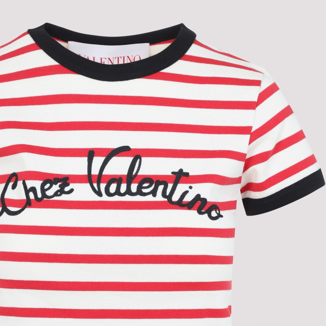 Valentino Classic Striped T-Shirt With Embroidered Logo