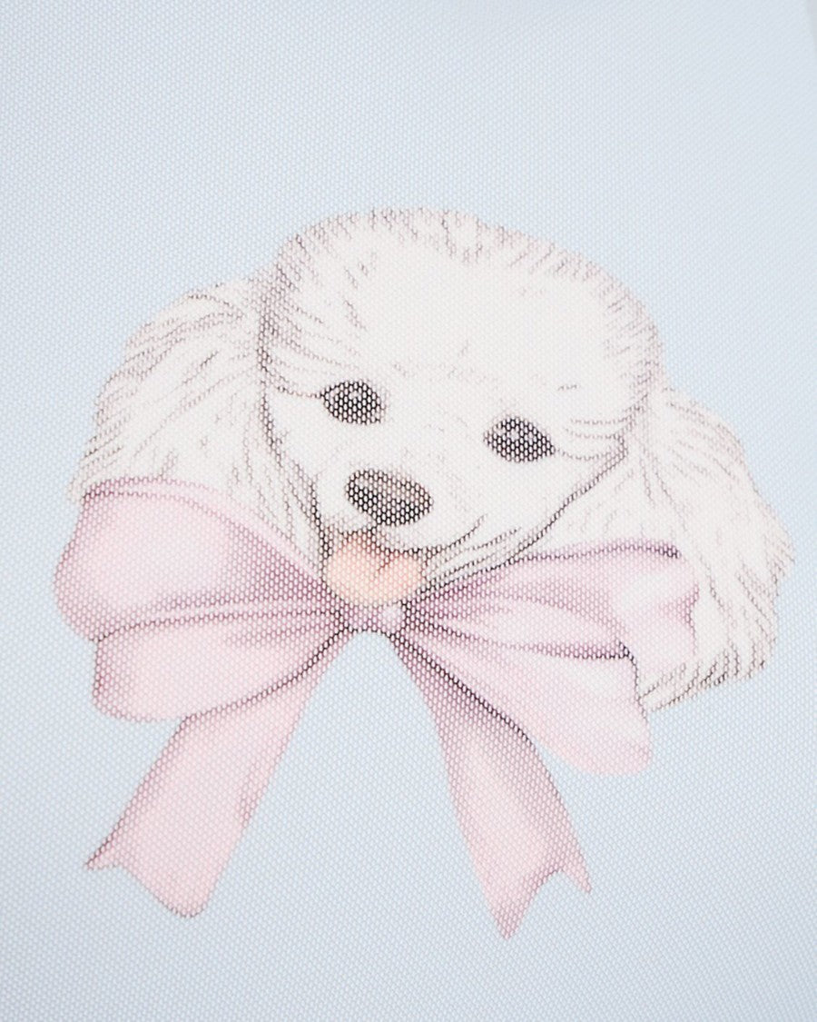 Fiorucci Fitted Long-Sleeve Top In Sheer Tulle With Poodle Print