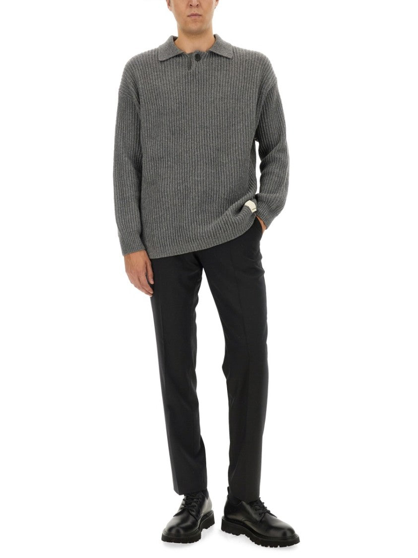 Emporio Armani Ribbed Grey Wool Jersey