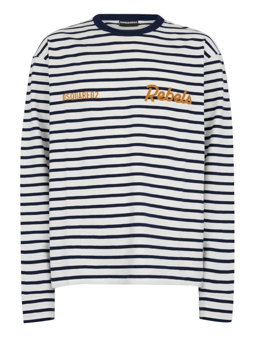 Dsquared2 White Rebels Graphic Long Sleeve Top