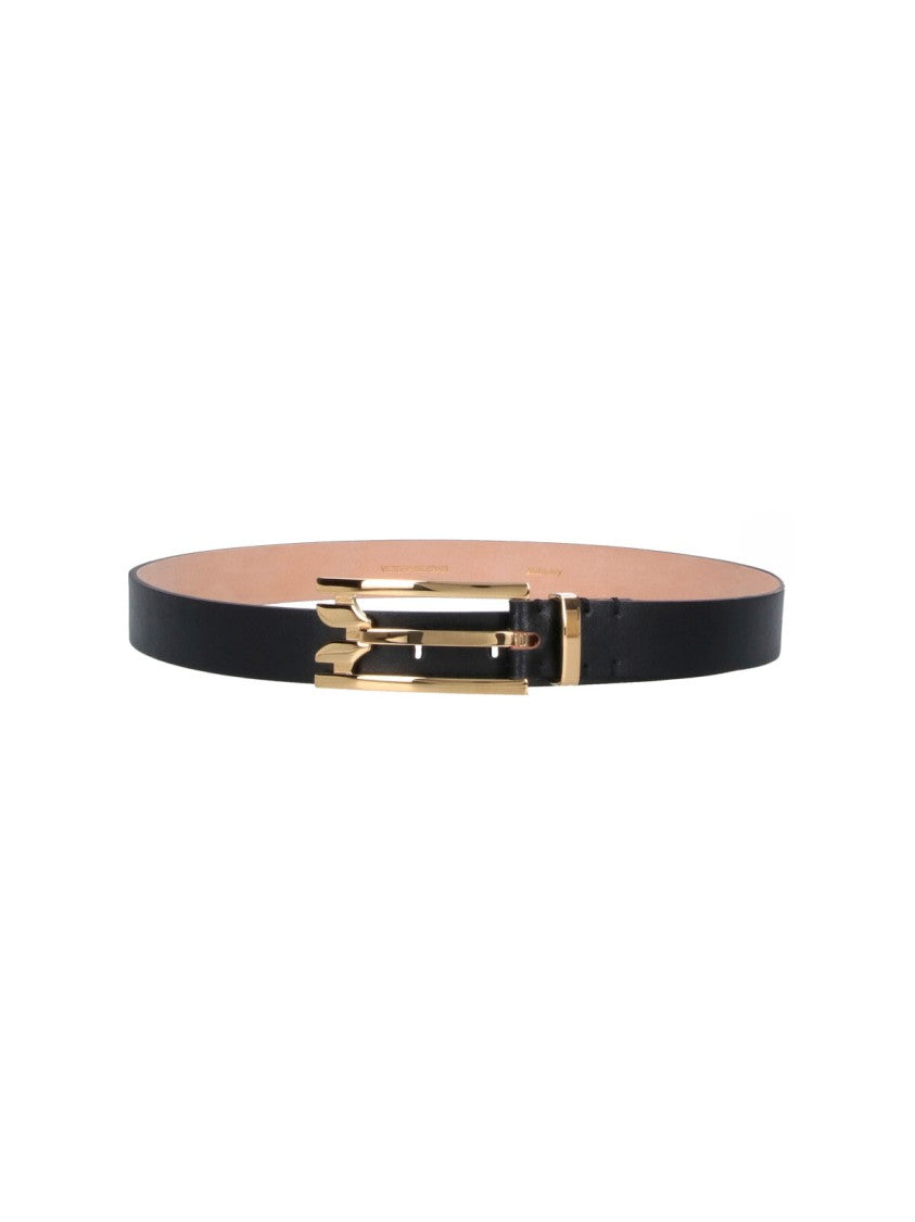 Victoria Beckham Smooth Leather Gold-Tone Cut-Out Buckle Belt