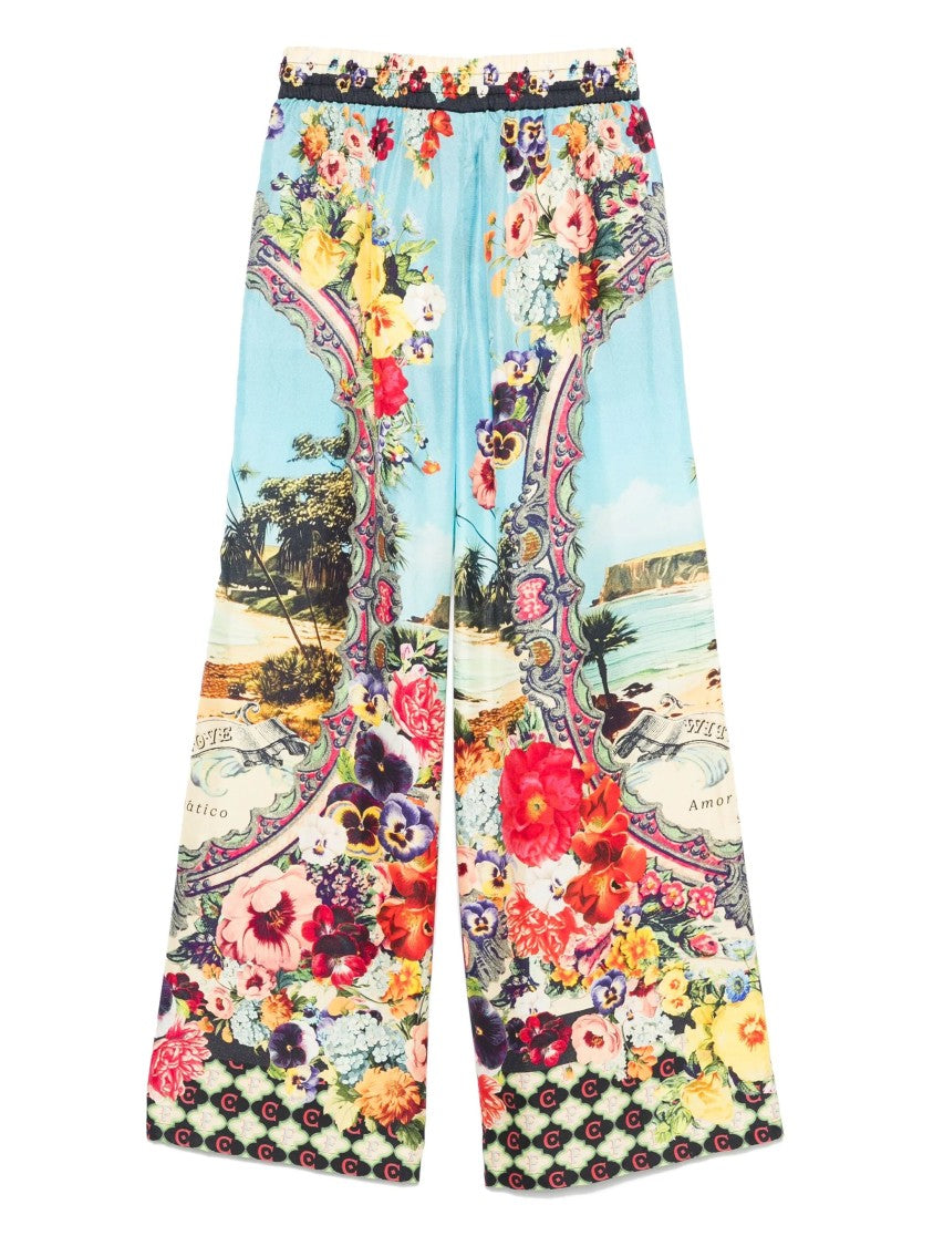 Camilla Floral-Print Silk Straight-Leg Trousers