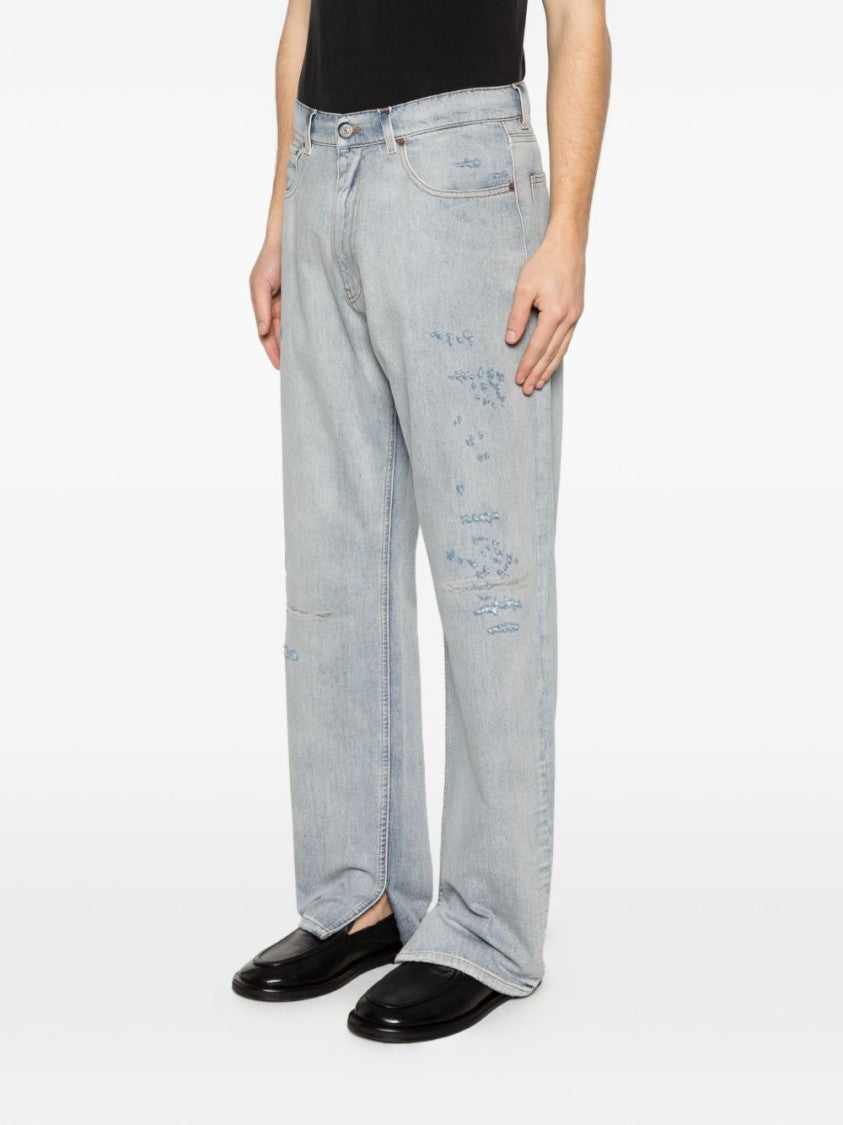 Mm6 By Maison Margiela Light Blue Distressed Jeans