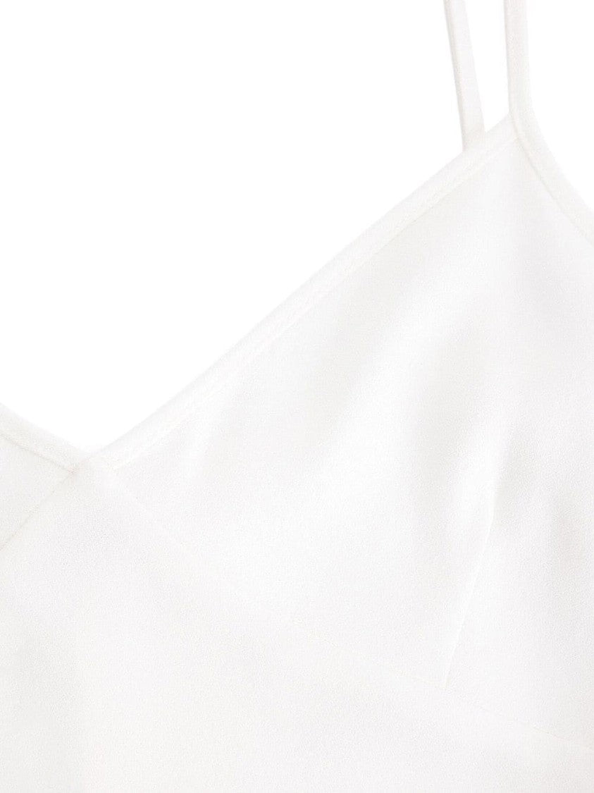 Ami Paris White Minimalist V-Neck Viscose-Blend Tank Top
