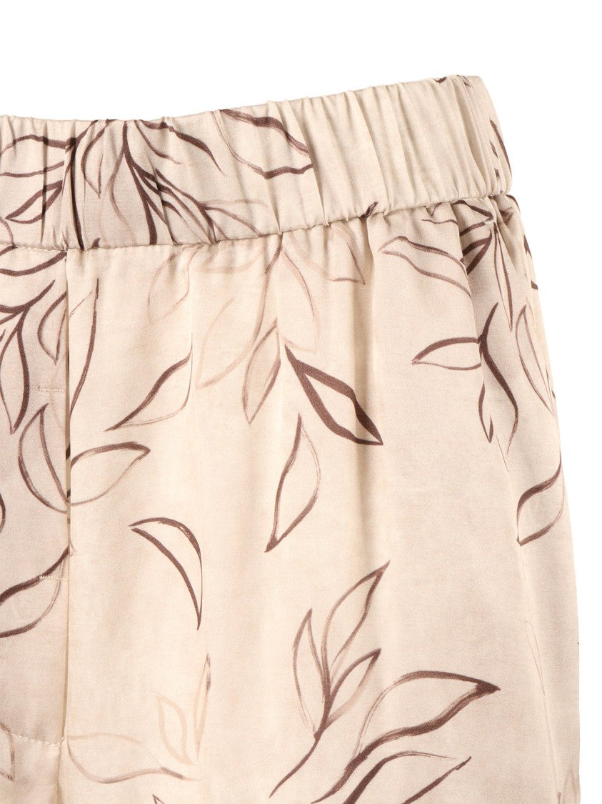 Peserico Woman Trousers Leaf Pattern Straight-Leg Pants
