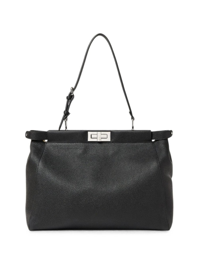 Fendi Large Structured Bag With Twist Lock And Palladium Metalware
